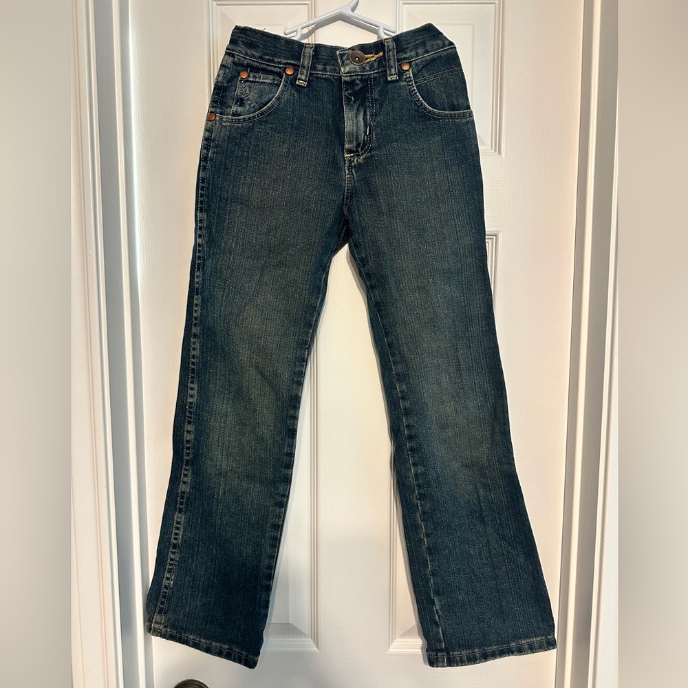 Boys Wrangler Dark Blue Relaxed Straight Jeans 10S Adjustable Waist